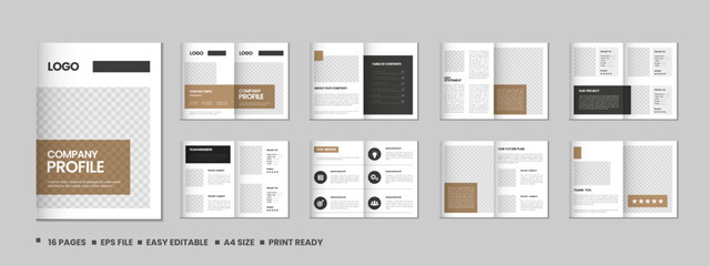 Company profile, multipage flyer brochure, portfolio magazine, annual report, catalog and a4 multipage template design