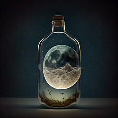 Moon inside a bottle	