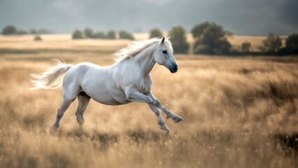Obraz na płótnie Canvas Eleganza Selvaggia- Corsa di un Cavallo Bianco