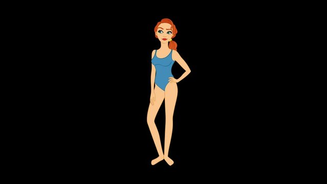 Women Female Fat Body To Slim Body Weight Loss Transformation Cartoon Animation 4k