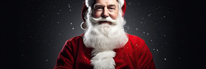 Santa Claus, white beard, red suit, season's spirit, jolliness, generosity, warmth. Generated by AI. - obrazy, fototapety, plakaty