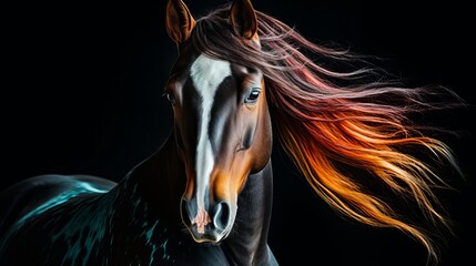 Representation of a multi-colored horse. Agrarian generation. Stallion within the new discuss