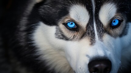 Obraz premium Representation of a malamute pooch with multi-colored eyes