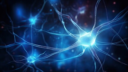 Neuron cells, glowing links, nervous system, symphony, electrical signals, mesmerizing, neural pathways. Generated by AI.