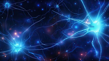 Neuron cells, glowing links, nervous system, symphony, electrical signals, mesmerizing, neural pathways. Generated by AI.