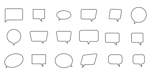 Speech bubbles thin line icons collection vector.