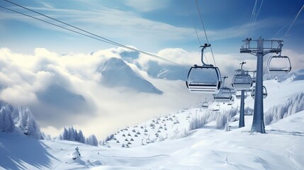 Obraz premium Snowy wonderland, mountain escapade, downhill thrill, winter vacation, alpine charm. Generated by AI.