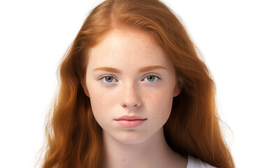 Freckled Face Girl Unique Charm on isolated background
