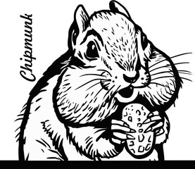 Chipmunk - Comic Animal - Funny Animal - Wildlife Stencil - vector clipart stock