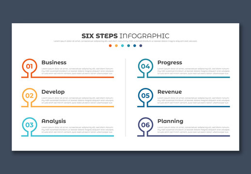 Colorful Six Steps Infographic Layout