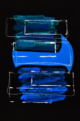 Abstract background, multicolor art collage. Creative pattern design for print invitation card, postcard. Drawing poster, colorful wallpaper. Blue, black, white colors