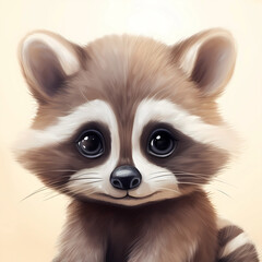 Fototapeta na wymiar Cartoon cute raccoon 
