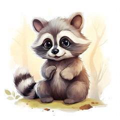 Fototapeta na wymiar Cartoon cute raccoon 