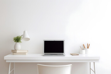 laptop on desk, clean laptop, workdesk, interior design office, bright office