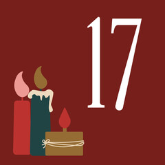 Christmas Advent Calendar 25 hand drawn cards is a December countdown calendar vector illustration, Сhristmas eve creative winter set with numbers