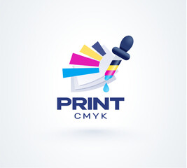 Logo print polygraphy and cmyk printing theme