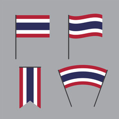 Flat vector illustration of Thailand flag.