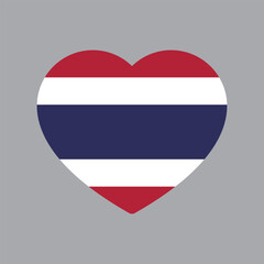 Red, white and blue colored heart icons, as the colors of Thailand flag. Flat vector illustration.	