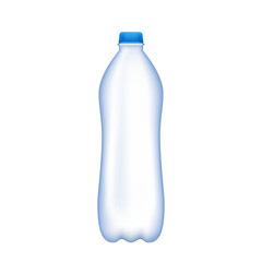 Plastic bottle with water on white background. Photo realistic bottle mockup. Water bottle for your design and logo. Vector illustration