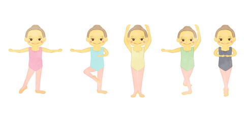 Cute girl's ballet lesson illustration set 02 © Cute2u