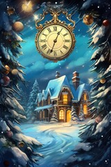 Happy New Year and Christmas Greeting Cards. Holidays background