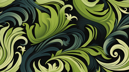 Seamless Maori tribal pattern with koru swirls - obrazy, fototapety, plakaty