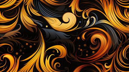 Seamless Maori tribal pattern with koru swirls