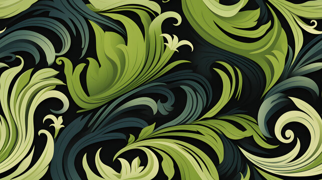 Seamless Maori tribal pattern with koru swirls