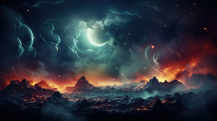 Naklejka premium Abstract Space with Stars: Explore the Cosmic Canvas