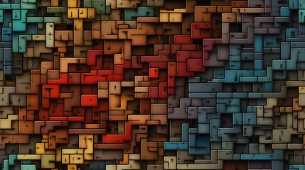 Seamless pixel art bricks from vintage maze games