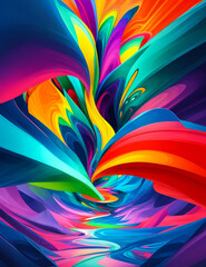 Design a vivid, abstract dreamscape with surreal shapes and colors."