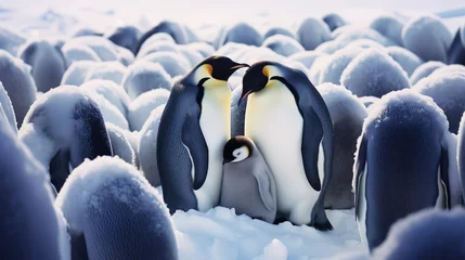 Fotobehang Penguin family keeping warmth in extremely cold day © IBEX.Media