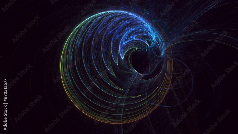 Wall mural 3d manual rendering abstract colorful fractal light background