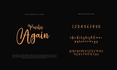 Abstract Calligraphy font alphabet. Minimal modern urban fonts for logo, brand etc. Typography typeface uppercase lowercase and number. vector illustration
