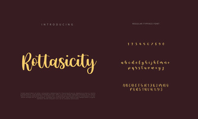 Abstract Calligraphy font alphabet. Minimal modern urban fonts for logo, brand etc. Typography typeface uppercase lowercase and number. vector illustration
