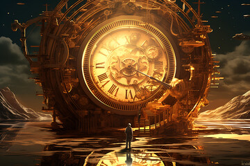 Time machine clock, futuristic fantasy, movie, cartoon, animated, time, big clock