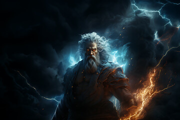 Zeus, king of the gods, who was also the god of sky and thunder, chief of the Twelve Gods on Olympus.