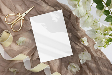 5x7 greeting card mockup on beige background 