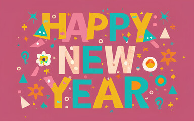 Fototapeta na wymiar Celebrate 2024: Adorable Kawaii New Year Background, New Year 2024 Background, Kawaii New Year 2024 Background, 2024 Background