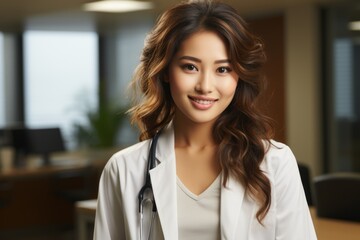 Asian doctor on hospital background