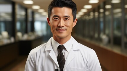 Obraz premium Asian doctor on hospital background