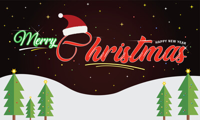 vector Merry Christmas text background effect design template