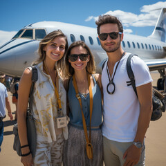 private flying by rich people and business people in their own planes for vacation and luxury and business, ai generated