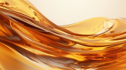 Cooking oil wave splashing or petrol liquid background. Orange wave banner with free place for text