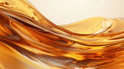 Fotobehang Cooking oil wave splashing or petrol liquid background. Orange wave banner with free place for text © eireenz