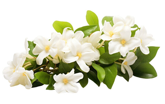 Fragrant Jasmine Flowers in Bloom on isolated background