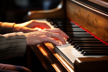 Hands playing a piano