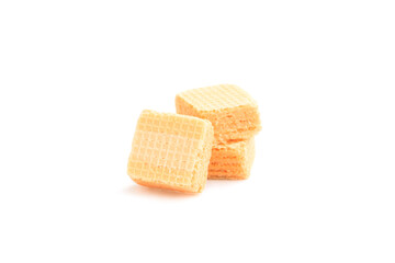 Square wafer biscuit isolated on white background, Homemade wafer snack