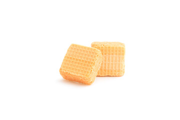 Square wafer biscuit isolated on white background, Homemade wafer snack