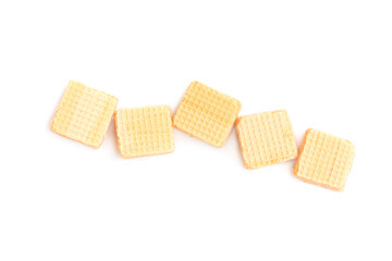 Square wafer biscuit isolated on white background, Homemade wafer snack